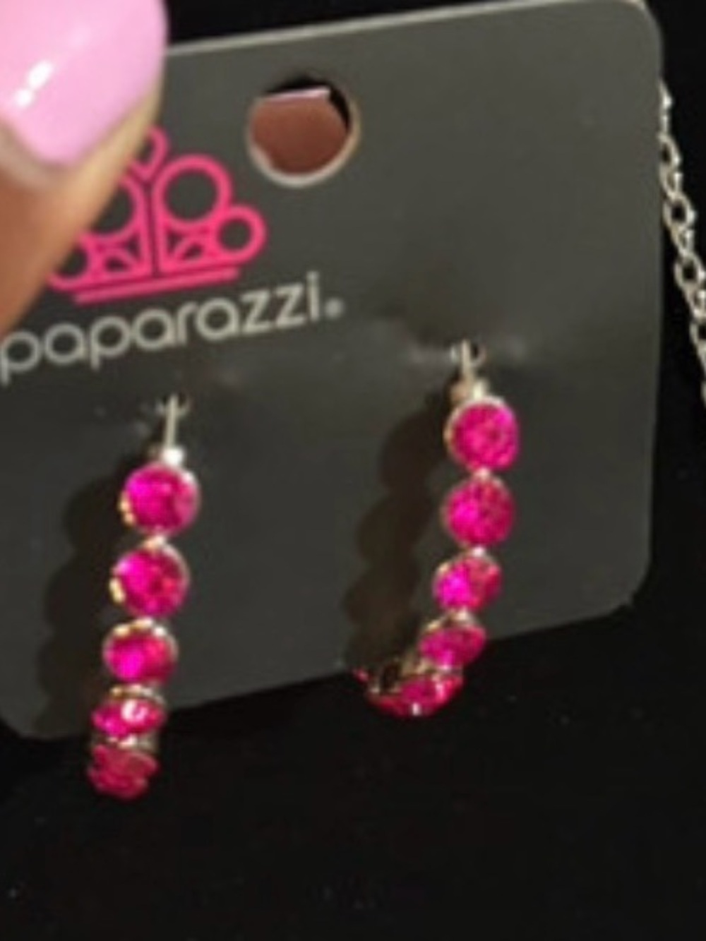 paparazzi Fuchsia Crystal Hoop Earrings